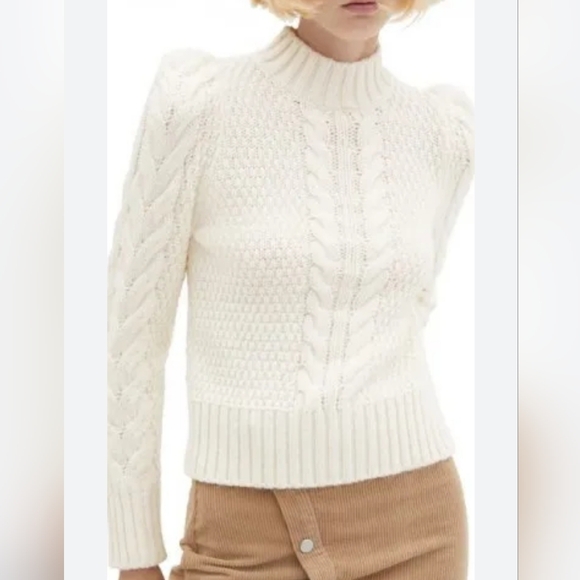 Mango puff Shoulder cable Sweater Small - Picture 1 of 7